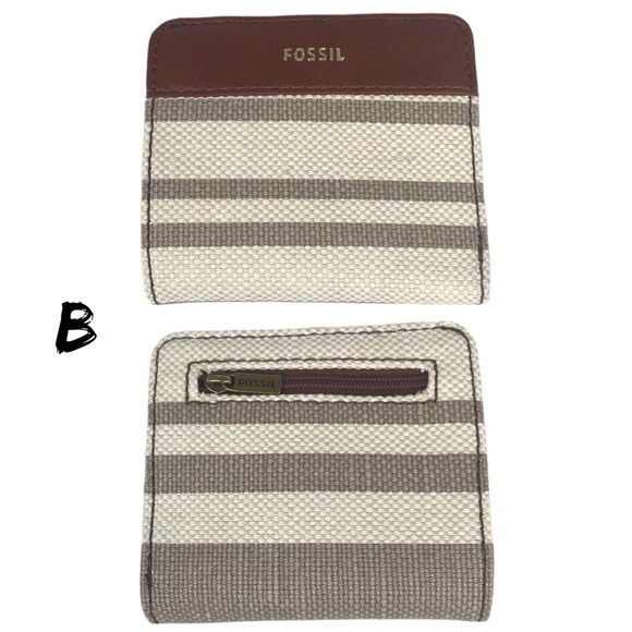 Fossil Neutral Stripes Madison Bifold Cream Brown - Picture 6 of 7